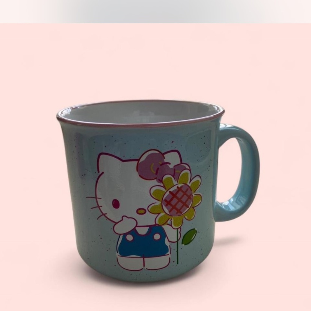 Hello Kitty Blue Mug with Sunflower Design
